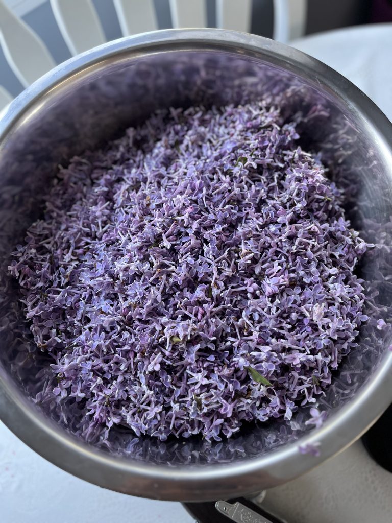 lilac petals in a bowl